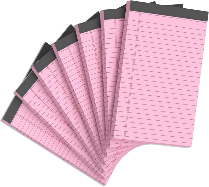 Aidunmis 7pcs Small Note Pads 5x8 Legal Pads Pink Notepad 5x8 College Ruled Pink Notebook Paper Narrow Ruled Mini Notepads 5 x 8 Legal Pad Perforated Small Writing Pads 5x7 In 30 Sheets per Note Pad - Image 1